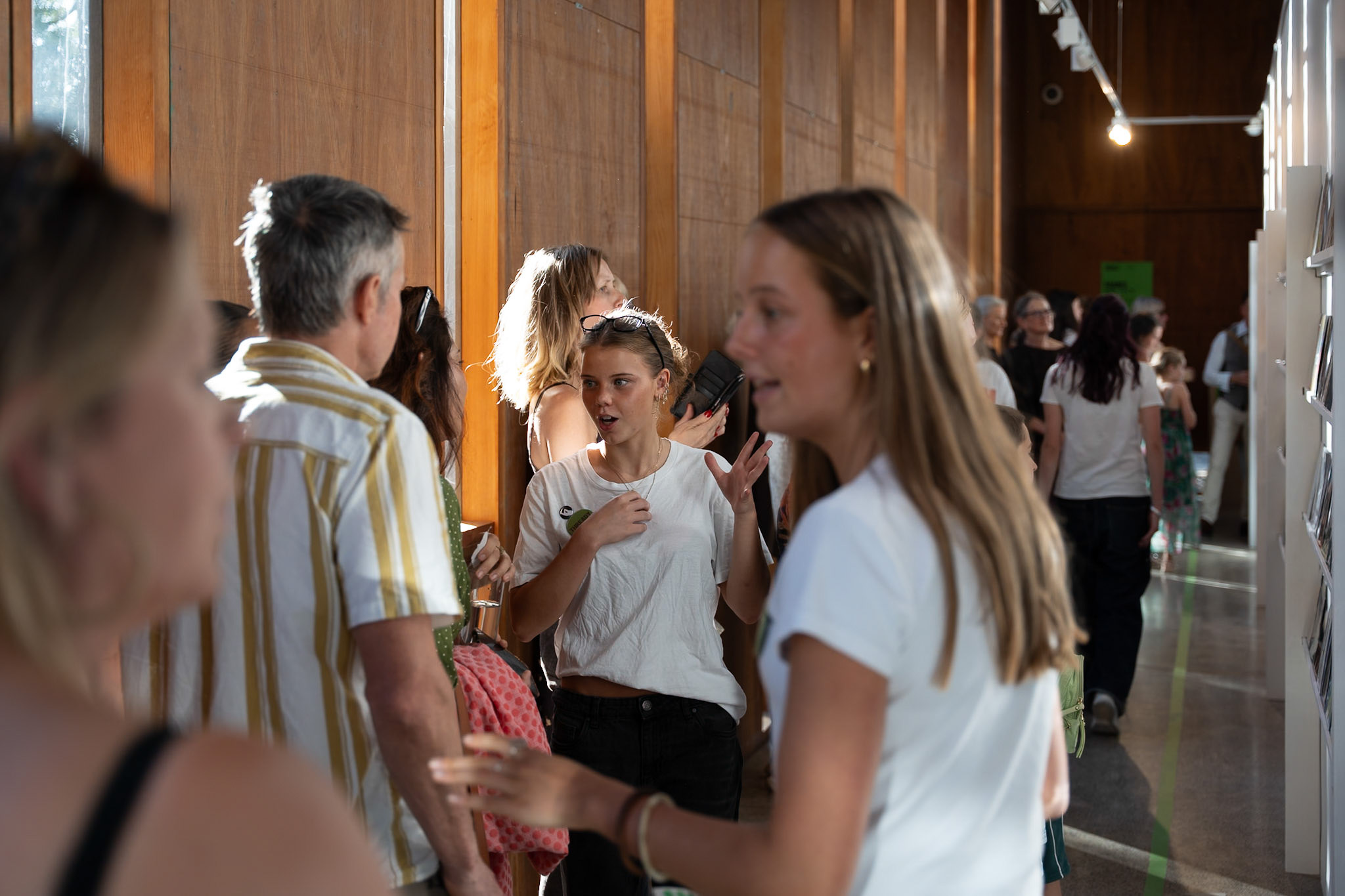 Students ushering guests through Woodleigh's Dame Elisabeth Murdoch Gallery for Threads of Belonging Exhibition 2026