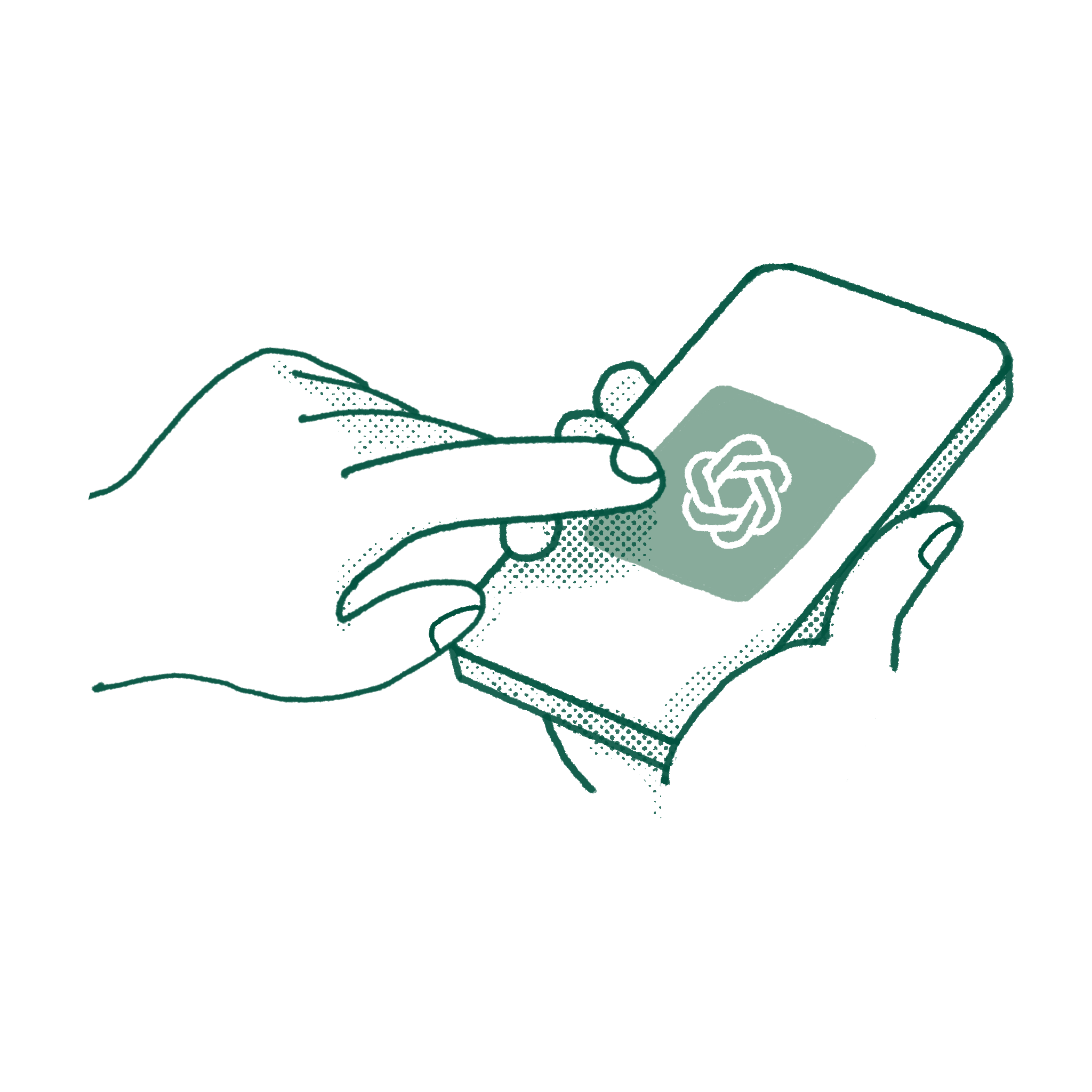 An illustration of someone using ChatGPT on their phone
